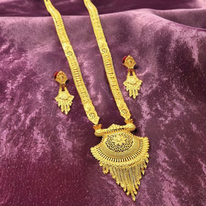 Vente en gros de colliers longs en plaqué or micro 14K 18K 24K, ensemble de bijoux longs traditionnels, colliers longs en laiton formant des micro - Product Image 3