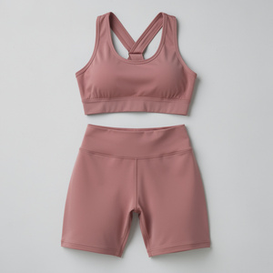 Women's <b>Blue</b> Crisscross Sports <b>Bra</b> High Waist Shorts Set Seamless Breathable Quick Dry Spandex Backless Yoga Activewear 2 Piece - Product Image 3