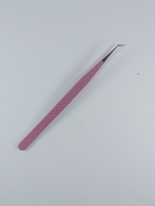 Juego de Pinzas Profesionales para Extensión de Pestañas de Acero Inoxidable con Textura de Diamante Rosa, Pinzas Curvas de Alta Precisión para Aplicación de Pestañas - Product Image 3