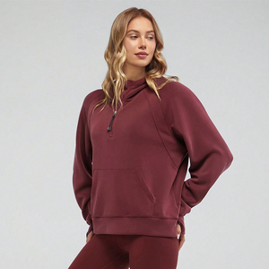 Sudadera con Capucha Azul Claro para Mujer, Manga Larga, Tejida, Transpirable, Color Sólido, Ropa Casual de Otoño con Bolsillos - Product Image 2