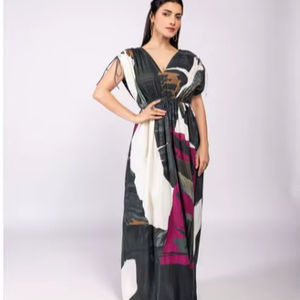 Nuevo Diseño, Vestidos Largos de Gasa con Estampado Floral y Cuello en V sin Mangas para Mujer, Estilo Casual de Verano, Vestido Holgado de Algodón y Lino - Product Image 1