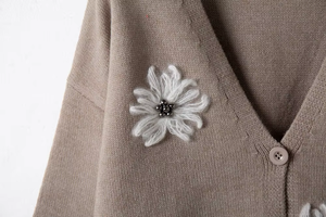 Cárdigan Vintage Holgado Estándar para Mujer, Suéter Personalizado con Cuello en V, Suéter de Invierno Tejido con Botones - Product Image 5