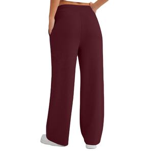 Nouveau pantalon large décontracté d'été pour femme, coupe ample et élégante, couleur unie, avec lacets - Product Image 5