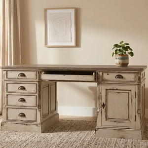 Zelda Solid Teak Wood Eco-Friendly Contemporary Office Desk Minimalist Natural Finish Executive <b>Workstation</b> Home Office - Product Image 1