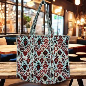 New Cotton Zipper Closure Elegant Floral Lightweight Quilted Traditional <b>Indian</b> Handcrafted Tote <b>Bags</b> - Product Image 1