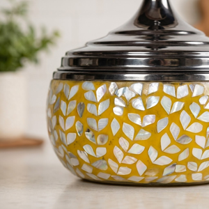 Mother of Pearl Inlay Wooden Casserole Set | Stainless Steel Food Warmer Hotpot | Premium Serving Dish Cookware <b>Gift</b> Collection - Product Image 4