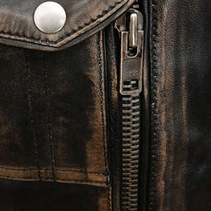 Chaqueta de Cuero para Hombre, Invierno, Cierre de Cremallera, Resistente al Viento e Impermeable, Estilo Urbano, Bolsillos Laterales, Cuero Genuino - Product Image 6