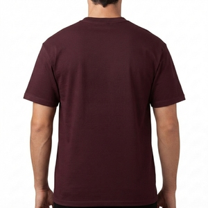 Custom <b>Burgundy</b> Blank Tee For <b>Men</b> Promotional Cotton <b>Shirt</b> Personalized Printing Apparel Factory Bulk Orders - Product Image 3