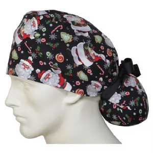 Casquette chirurgicale en sergé de coton premium, réglable, respirante, avec attache pour queue de cheval, réutilisable, pour hôpital - Product Image 2