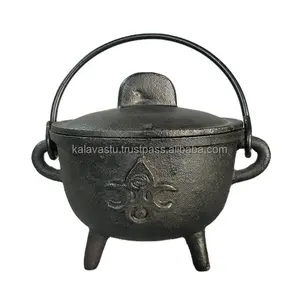 Ensemble de brûleurs d'encens en résine avec chaudron de finition noire et bougeoir à charbon de bois Artisanat en métal avec poignée confortable - Product Image 1