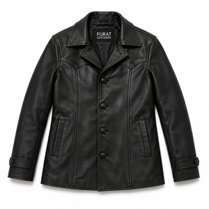 Blouson Bomber en Cuir Noir Personnalisé OEM, Col Montant, Style Streetwear, Fermeture Éclair, Doublure Coton Imperméable, 100% Homme - Product Image 1