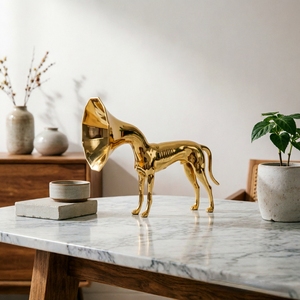 Sculpture d'animal personnalisée créative, chien trompette doré, ornement décoratif pour salon, entrée, hôtel, maison - Product Image 6