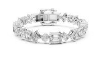 Bracelet en or blanc 18 carats avec diamants multiformes, 24 pierres, 20,07 carats, haute joaillerie, luxe, couture, pour mariée, soirée, tenue de cérémonie, luxe