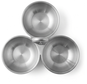 Ensemble de 3 bols de service en acier inoxydable avec support, assiettes rondes profondes modernes et polies - Product Image 4