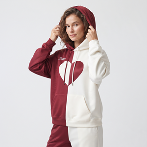 Women's Oversized Polyester Color Block Hoodie <b>Heart</b> Graphic Long Sleeve Kangaroo Pocket <b>Sweatshirt</b> - Product Image 4