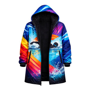 Performance Swim Parka <b>Long</b> Coat, Hooded <b>Waterproof</b> <b>Jacket</b> with Thermal Fleece Lining, Durable Design and Striking Swim Design - Product Image 2