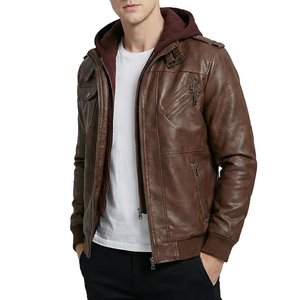 High Street Men'<b>s</b> Bomber <b>Jacket</b> 100% Genuine Sheep Leather Slim Fit Zipper Breathable Hooded Leather <b>Jackets</b> - Product Image 3