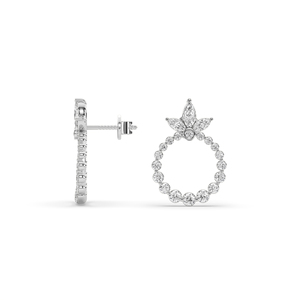 Pendientes de Diamantes Cultivados en Laboratorio de Corte Marquise Redondo de Lujo de 0.88Ct, Oro de 14KT, Diseño Único Multiforma, Joyería Ligera de Boutique - Product Image 5