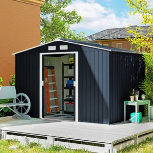 Casetta da Giardino in Metallo Grigio Scuro 9FT X 6FT, Facile da Montare, con Kit di Fondamenta, Telaio in Lega per Attrezzi e Mobili da Giardino - Product Image 2