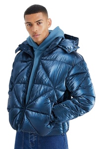 Men's Plus Size Quilted Puffer <b>Jacket</b> Custom Solid Color Winter Outwear Waterproof Polyester/Cotton Hooded <b>Reversible</b> - Product Image 6