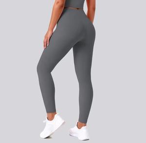High Waist Seamless <b>Knitted</b> <b>Leggings</b> Full Length Solid Sporty Four-Way Stretch Women's Spandex Nylon Material Letter Logo - Product Image 1