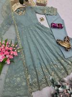 Vestido Anarkali de Diseñador, Nuevo y Moderno, en Oferta, para Mujer, Manga Larga, Hermoso, de Georgette, Estilo Indio-Pakistaní, Listo para Usar
