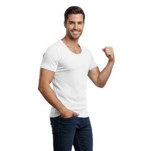 T-shirt anti-transpiration personnalisé pour homme, coupe ajustée, 100 % coton, séchage rapide, respirant, avec coussinet anti-transpiration sous les aisselles, directement de l'usine, OEM - Product Image 3