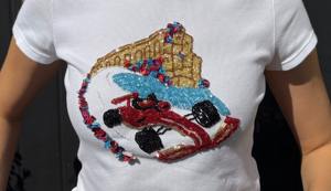 Top corto de algodón blanco con diseño único, bordado con cuentas y lazo rosa, para mujer, ropa informal de verano. - Product Image 2