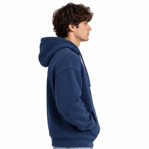 Sweat à capuche thermique en maille gaufrée pour homme, pull décontracté à manches longues pour l'hiver, streetwear personnalisé, vente en gros de vêtements - Product Image 3
