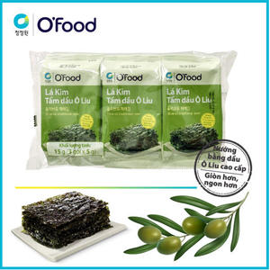 O'Food Daesang Alga Nori Saludable Asada con Aceite de Oliva 5g X 3 Paquetes, Hojas de Alga Coreanas Premium Crujientes, 12 Meses - Product Image 3