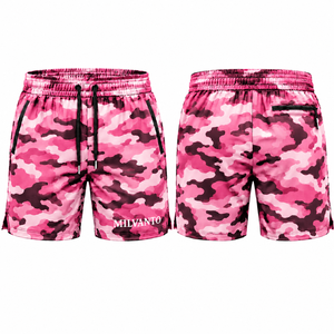 Pantalones Cortos Deportivos de Camuflaje Rosa y Negro Personalizados para Hombre, de Alta Calidad, Secado Rápido, Transpirables, que Absorben la Humedad, para Gimnasio, Entrenamiento y Deportes - Product Image 1