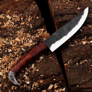 Couteau Seax Viking médiéval forgé à la main en acier au carbone, lame fixe, pour camping, survie, bushcraft, fabrication de logo personnalisé - Product Image 6