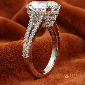 925 Sterling Silver Radiant Cut Engagement <b>Ring</b> Luxury <b>Split</b> Shank Moissanite Diamond <b>Ring</b> for Women - Product Image 2