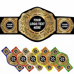 Ceinture de championnat de lutte personnalisée en cuir noir plaqué or, ceinture de titre personnalisée avec options de logo et de texte, lutte personnalisée - Product Image 1