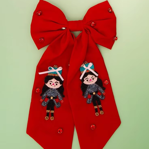 Nœud pour cheveux brodé de perles de rocaille, fait main en Inde, pour femmes et filles - Product Image 1