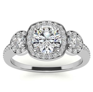 Anillo de Moissanita de Corte Redondo, Plata de Ley 925, Chapado en Oro Blanco, Anillo de Compromiso, Boda, Solitario, Anillo de Promesa, Joyería Fina - Product Image 1