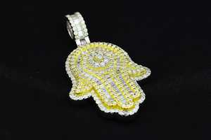 Pendentif Main de Fatima en Argent 925 avec Diamant Moissanite VVS, Talisman Hip-Hop, Cadeau - Product Image 3