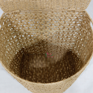 Woven Rattan <b>Storage</b> Baskets Round <b>Collapsible</b> Laundry Hamper Bohemian Style Plant Fiber Handmade Organizers for Living Room - Product Image 6