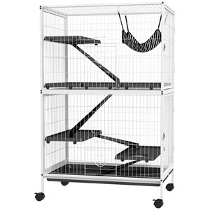 High 50\" Rolling Ferret and Chinchilla Pet Cage with <b>Hammock</b> 4 Access Doors Silver Small Animal Supplies - Product Image 1