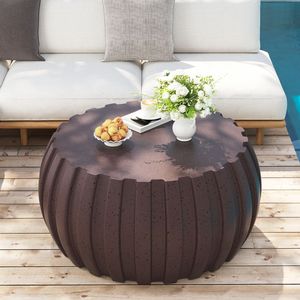 Mesa de Centro Moderna y Duradera de 35.43 Pulgadas, Diseño de Cemento MgO, Compatible con Interiores y Exteriores, Acabado Marrón Impermeable - Product Image 2