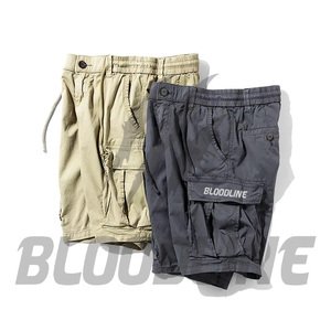 Pantalones Cortos Cargo Grises para Hombre, Marca Bloodline, Cintura Elástica con Cordón, Bolsillos, Estilo Casual, Tela Oxford Transpirable - Product Image 4