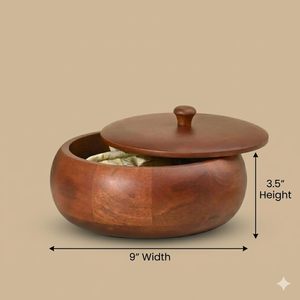 Wooden Chapati <b>Box</b> with Lid Round Roti Storage Container Bread <b>Box</b> for Chapati Paratha Snacks Natural Finish - Product Image 4