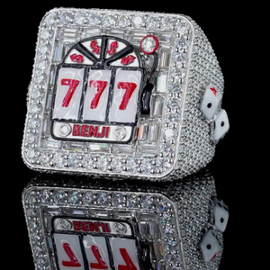 Bague Statement Hip Hop Luxe en Argent Sterling 925 avec Moissanite Diamant VVS Taille Baguette, Sertie de Pierres, pour Unisexe, Bijoux Personnalisés - Product Image 1