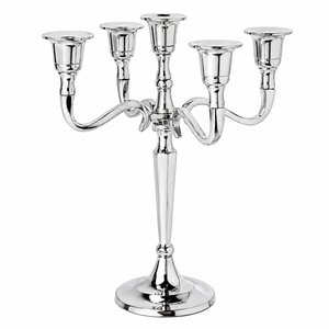 Luxury Polished <b>Silver</b> 5-Arms Candelabra Holder Vintage Metal <b>Candlestick</b> Stand for Christmas Party Home Dining Table Decor - Product Image 3