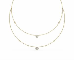 Collier double rangs avec halo ovale de diamants de laboratoire cultivés, 1,45 CTW, or rose 9 carats - Product Image 4