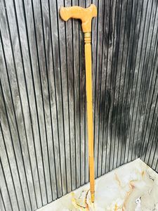 Canne de marche en bois de hêtre avec poignée en hêtre poli, multifonctionnelle, à suspendre au mur - Product Image 4