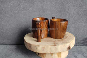 Taza Kuksa de nogal tallada a mano de madera rústica, taza de café y tazas de té de 2x160ml, diseño tradicional, vasos hechos a mano, bebidas de agua - Product Image 3