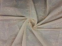Tissu en coton blanc tissé de qualité supérieure, brodé de motifs floraux, respirant, léger, élégant, avec broderie de fleurs et de vigne.