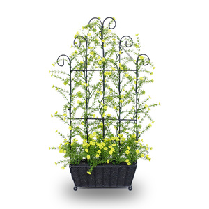 <strong>Artificial</strong> Yellow <strong>Flower</strong> Vine <strong>With</strong> Black Metal <strong>Trellis</strong> and Pot for Home Garden Wedding Decoration Decorative Plant Arrangement - Product Image 1