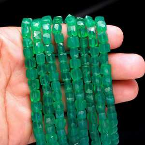 Perles de pierre précieuse en onyx vert naturel, forme boîte, 6-9 mm, perles d'onyx vertes en vrac pour la fabrication de bijoux et bracelets, vente en gros de pierres précieuses - Product Image 5